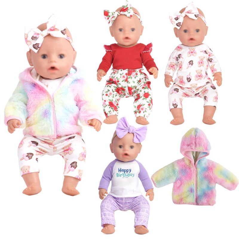 Sweet Dolly New Born Baby Doll Clothes Coat Pajamas Bodysuits Outfits for 14 Inches to 18 Inches Dolls 15 Inch Baby Dolls 10 PCs in Total Clothes and Accessories - Image 3