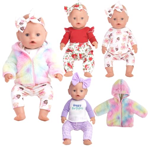 Sweet Dolly New Born Baby Doll Clothes Coat Pajamas Bodysuits Outfits for 14 Inches to 18 Inches Dolls 15 Inch Baby Dolls 10 PCs in Total Clothes and Accessories - Image 1