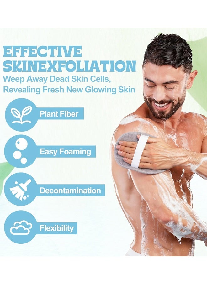 4 قطع من إسفنجات الاستحمام المقشرة، ليفة ناعمة للاستحمام مع حزام يد مطاطي، مناسبة للنساء والرجال، لتنظيف لطيف للبشرة - Image 4