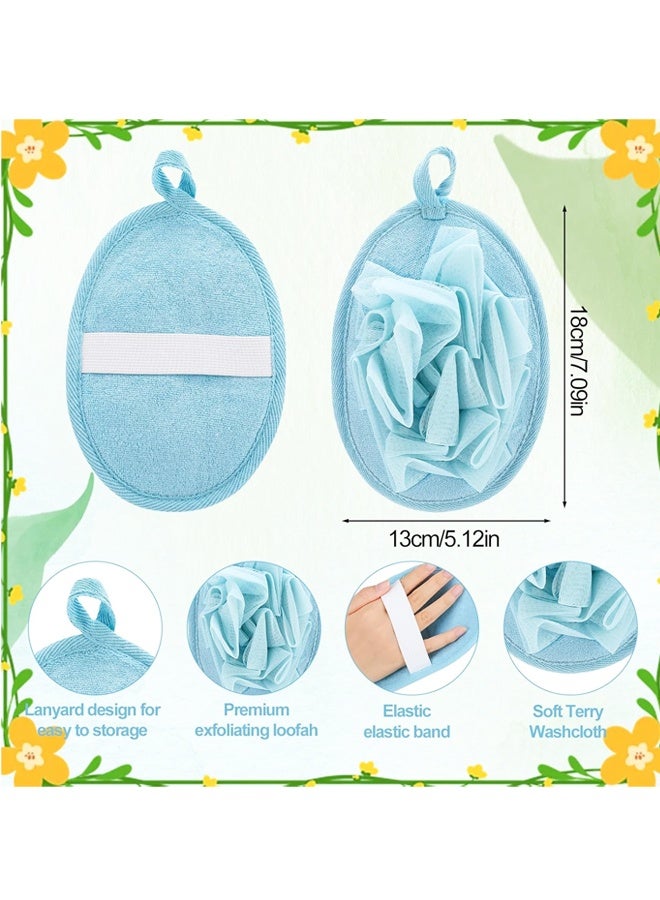 4 قطع من إسفنجات الاستحمام المقشرة، ليفة ناعمة للاستحمام مع حزام يد مطاطي، مناسبة للنساء والرجال، لتنظيف لطيف للبشرة - Image 2