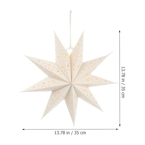 OSALADI 3Pcs Paper Star Lantern Lampshade 9 Pointed Star Hanging Decorations for Christmas New Year Wedding Party Holiday Birthday, 13.78 x 13.78 x 5.12 Inch - Image 2
