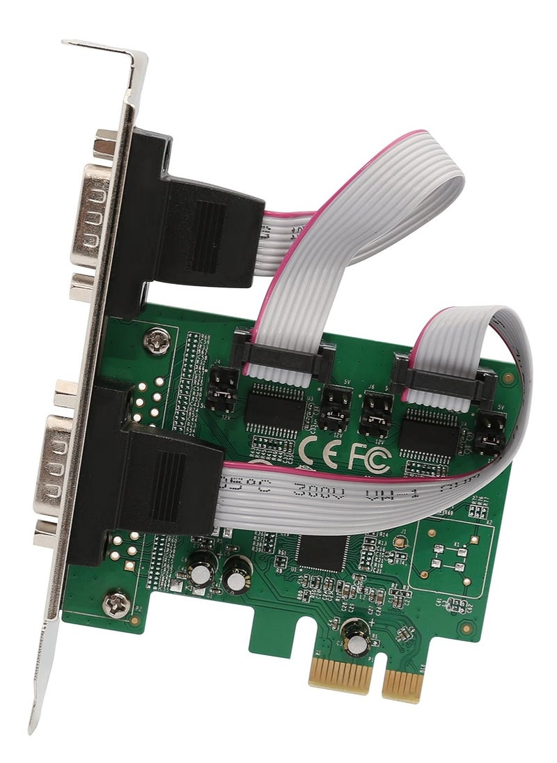 Generic 2x DP9 RS232 PCI Express Serial Controller Card with Low Profile Bracket and ASIC 99100 Chipset - Green  - Image 1