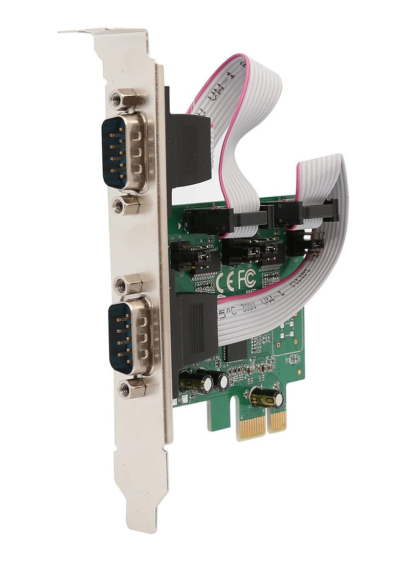 Generic 2x DP9 RS232 PCI Express Serial Controller Card with Low Profile Bracket and ASIC 99100 Chipset - Green  - Image 2