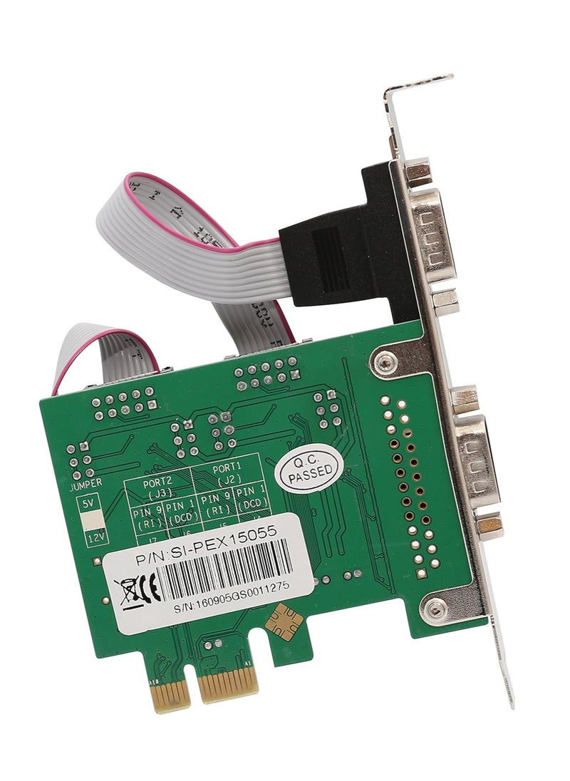 Generic 2x DP9 RS232 PCI Express Serial Controller Card with Low Profile Bracket and ASIC 99100 Chipset - Green  - Image 4