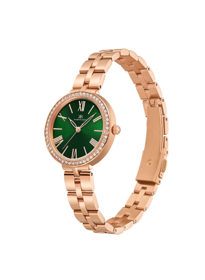 KENNETH SCOTT Women's Analog Round Shape Stainless steel Wrist Watch K23502-RBKG - 30 Mm - Image 2