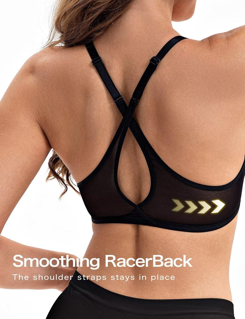 Deyllo Women's Front Closure Sexy See-Through Underwire Bra Sheer Unlined Racerback Bra for Everyday(Noir Black,38DD) - Image 3