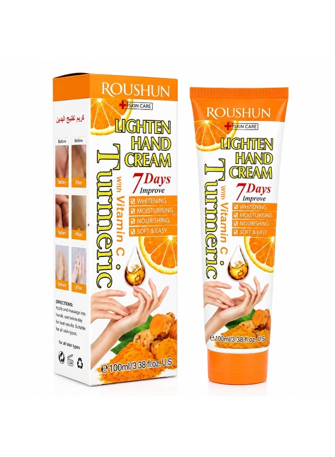 Lighten Hand Cream 100ml – Turmeric & Vitamin C Hand Cream for Brightening, Moisturizing & Nourishing Skin
