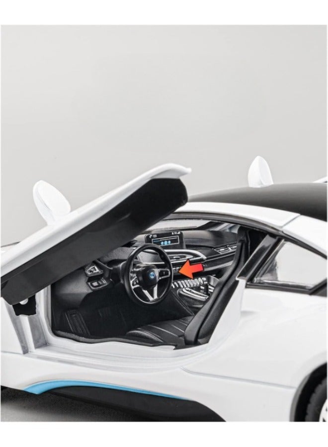 حديقة الألعاب نموذج سيارة مصبوب معدني بمقياس 1/22، مع تأثيرات صوتية وضوئية، سيارة لعبة صغيرة قابلة للتجميع، هدية نموذج عرض للمراهقين وعشاق السيارات، لون أبيض - Image 5