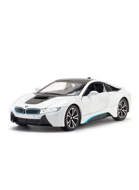 1/22 Scale Alloy Metal Pull Back Die-cast Car Model, Sound & Light Effects, Mini Auto Collectible Toy Car, Display Model Gift for Teens & Car Enthusiasts White Colour