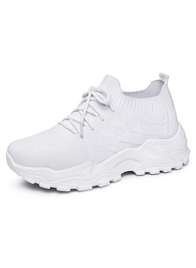 Women's Shoes Large Size Knitted Casual Shoes Soft Sole Height-increasing Dad Shoes Breathable Non-smelly Feet Sports Shoes Single Shoes