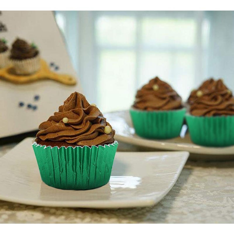 Golf Cupcake Liners Green,GOLF Standard Size Green Foil Cupcake Liners Wrappers Metallic Baking Cups,Muffin Paper Cases, 100 Pack - Image 3