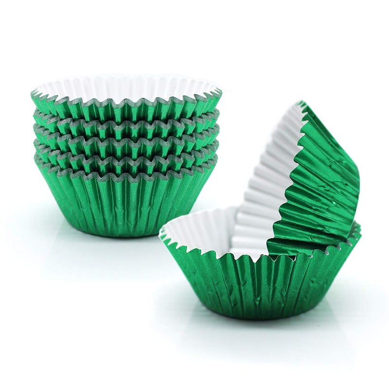 Golf Cupcake Liners Green,GOLF Standard Size Green Foil Cupcake Liners Wrappers Metallic Baking Cups,Muffin Paper Cases, 100 Pack - Image 1
