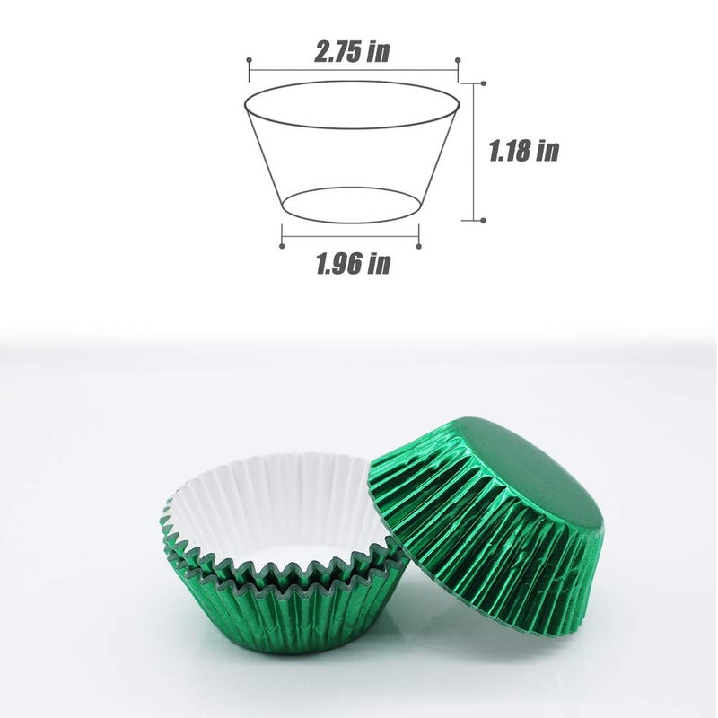 Golf Cupcake Liners Green,GOLF Standard Size Green Foil Cupcake Liners Wrappers Metallic Baking Cups,Muffin Paper Cases, 100 Pack - Image 2