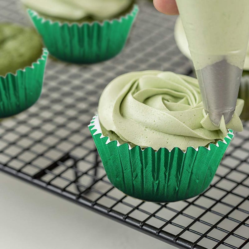 Golf Cupcake Liners Green,GOLF Standard Size Green Foil Cupcake Liners Wrappers Metallic Baking Cups,Muffin Paper Cases, 100 Pack - Image 4