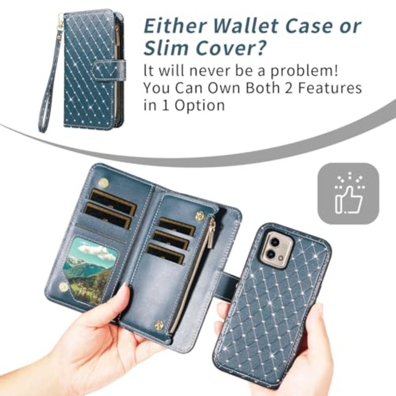 Compatible with rola 5 Wallet Case Zipper Cell and Screen Protector Crossbody Strap litter Flip Card Holder Phone Cover 5 XT2317DL XT2315-5 Women - Image 4