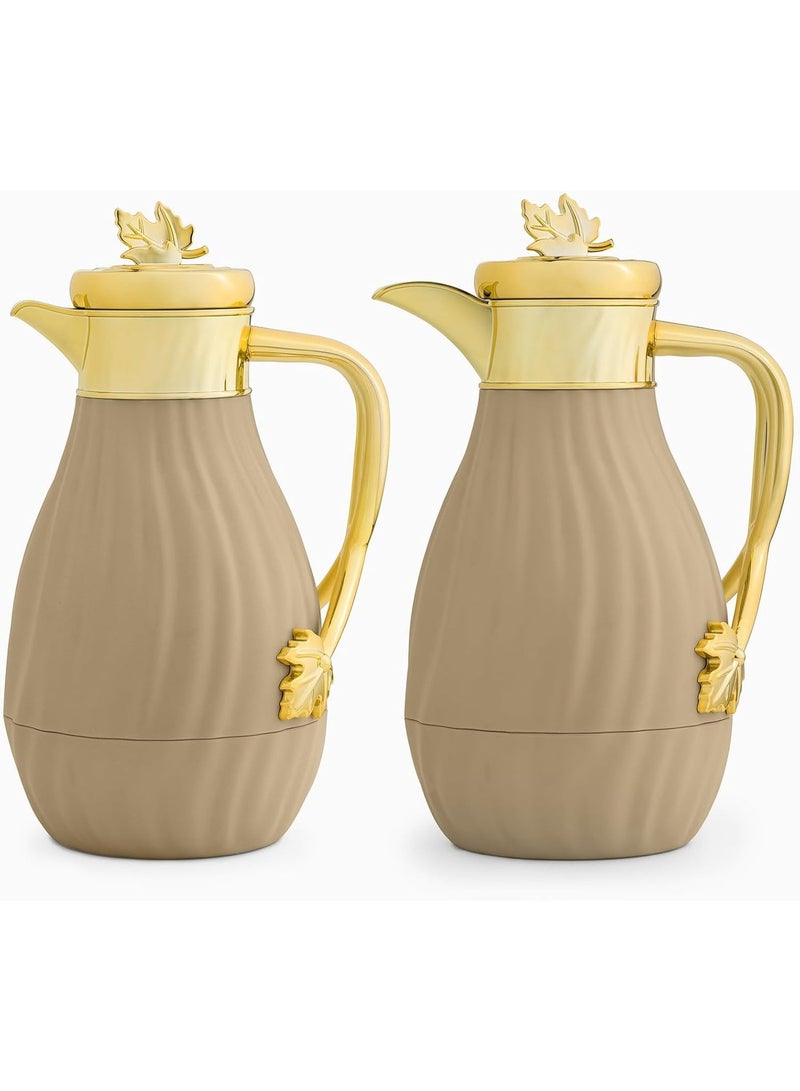 Master Gold Amira Luxury Tea and Coffee Flask Set with Gold Lid 1 Liter | Diafa Thermos for Tea and Coffee with 12 Hours Heat Preservation | Elegant Design for Events and Hospitality - Image 1