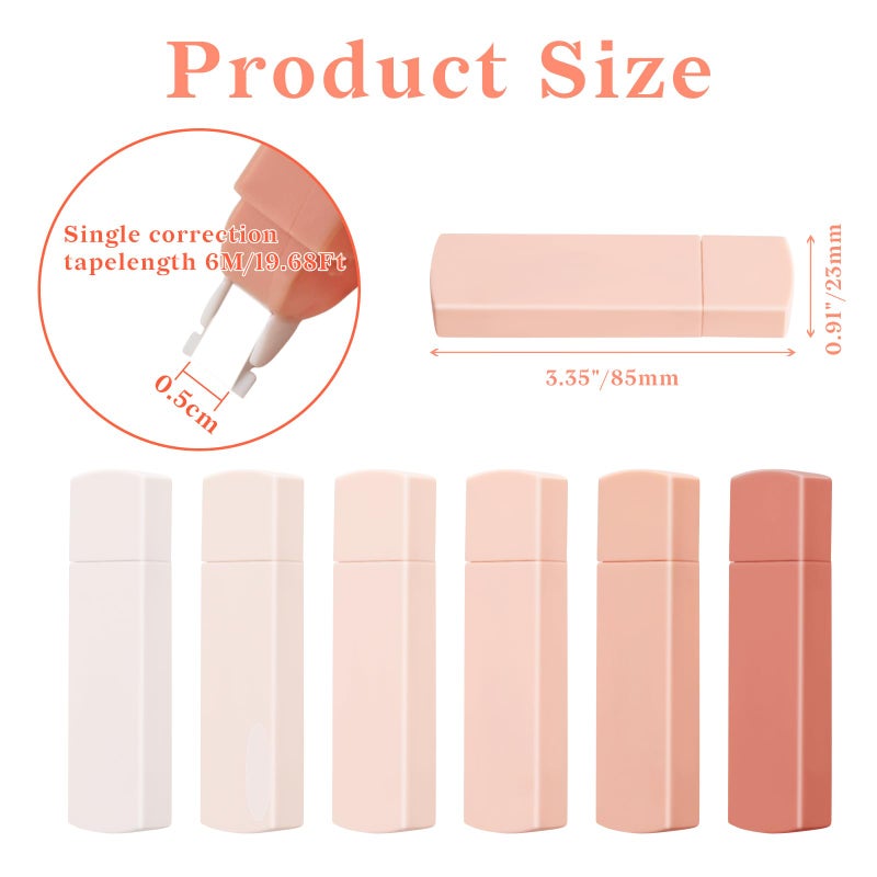 Temiary 6Pcs Mini White Out Tapes for Instant Correction, Cute Whiteout for Writing, Aesthetic Correction Tape Set Easy to Use for Students School Office Supplies (Pink) - Image 3
