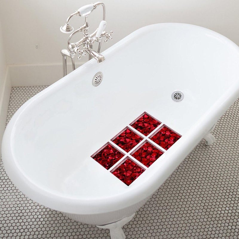 ChezMax Nature Series Bath Tub Tattoos Non Slip Tub Stickers 3D Stereoscopic Tub Decals Red Petal Pattern Tub Appliques 6 Pcs 5.9" X 5.9" - Image 4