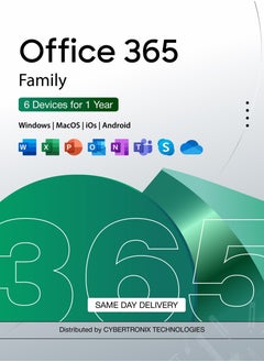 Office Office 365 Family - 1 Year Subscription for 6 Devices | Digital License | Same Day Delivery 