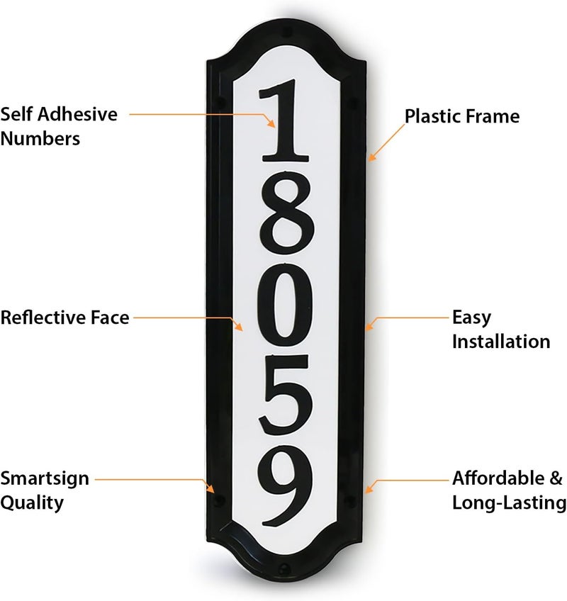 SmartSign SmartSign Home Address Sign with Self Adhesive Numbers 16 x 45 Plastic Frame with Reflective Face 2 SelfAdhesive Plastic Numbers Includes Alignment Templates and Hardware Made in USA  - Image 4