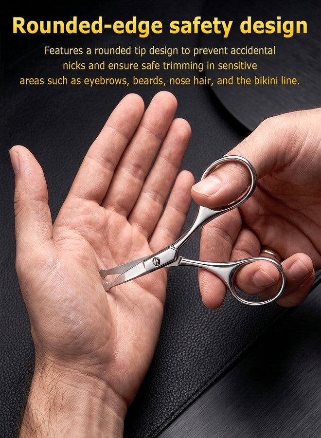 PASDUCHAS 2PCS Nose Hair Scissors, 4" Rounded Tip Small Scissors with Leather Case for Facial Grooming Eyebrow Beard Mustache Scissors - Image 3