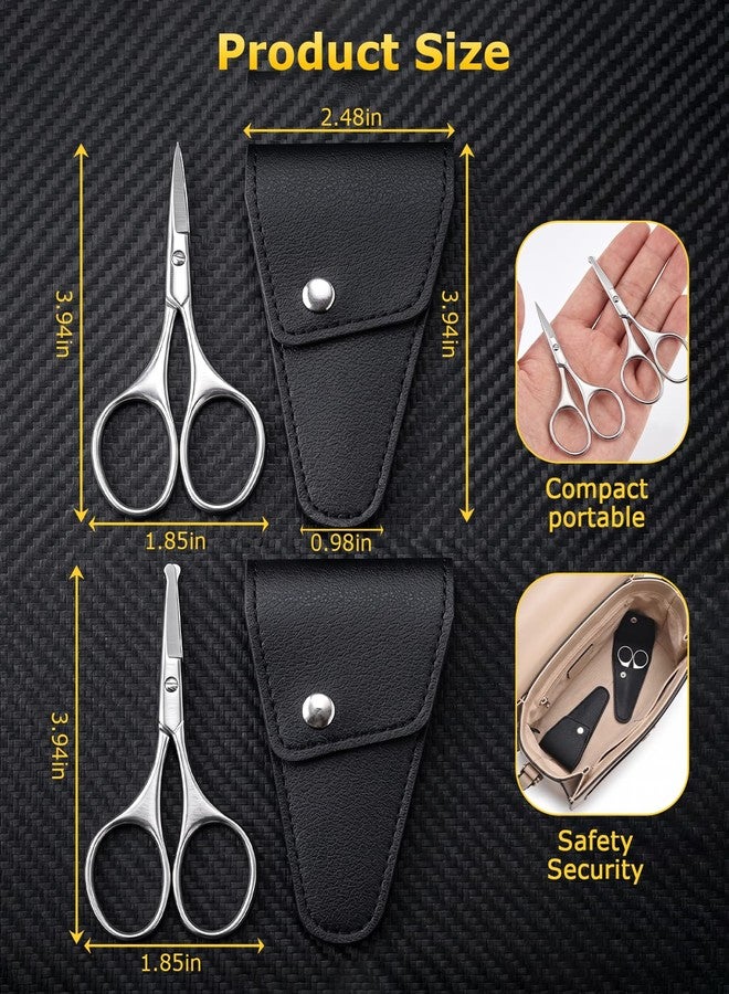 PASDUCHAS 2PCS Nose Hair Scissors, 4" Rounded Tip Small Scissors with Leather Case for Facial Grooming Eyebrow Beard Mustache Scissors - Image 4