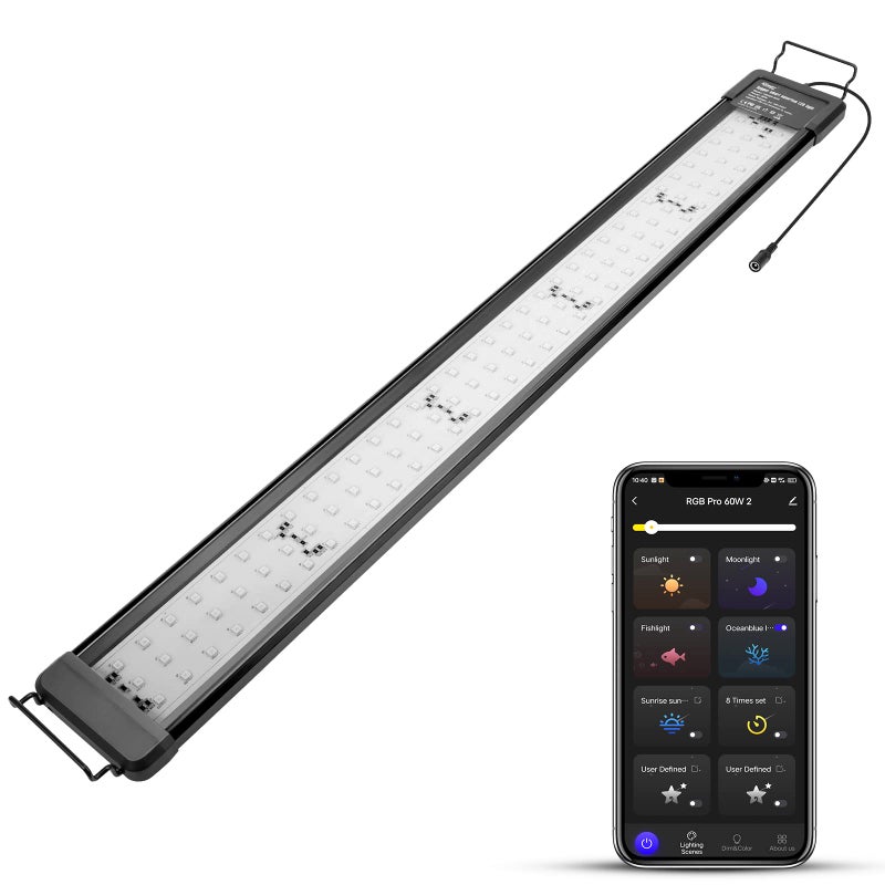 hygger 50W Smart Aquarium Light, Bluetooth LED Light with App Control, Full Spectrum Fish Tank Light with 24/7 Lighting Cycle, 5 Modes, Adjustable Timer, for 36"-42" Freshwater Planted Tank - Image 1