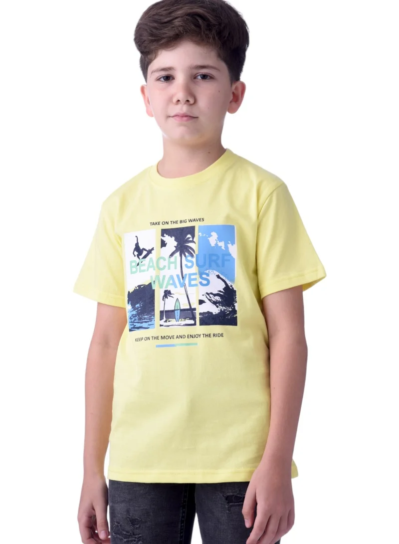 victor and jane Senior Boys  Printed  T-Shirt  - Yellow
