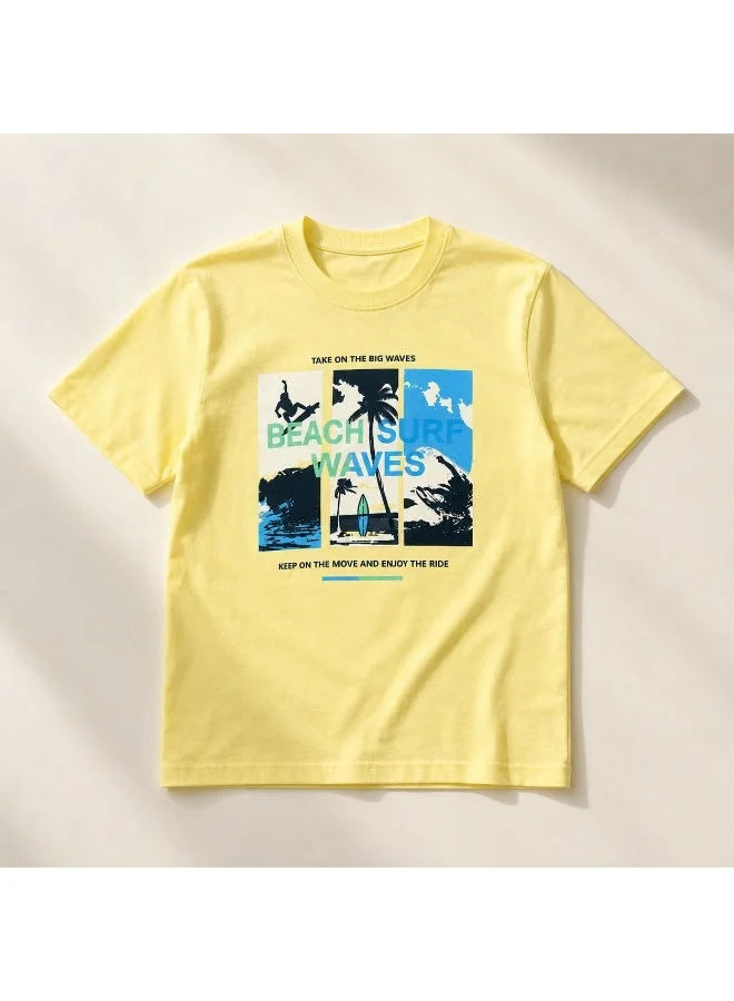 Victor And Jane  Senior Boys  Printed  T-Shirt  - Yellow for Men | Best Price UAE