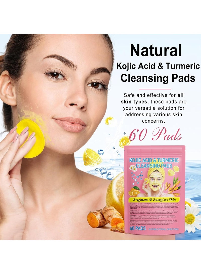 DubaiGallery Kojic Acid and Turmeric Pads, 60pcs Turmeric Kojic Acid Cleansing Pads, Facial Sponges for Cleansing, Balance Skin Oil And Water,Gentle & Non-Irritating - Image 4