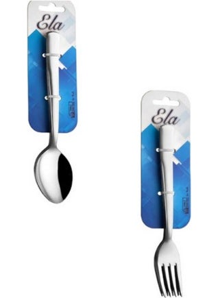 Emir Çelik Ela Model Plain Dinner Fork and Dinner Spoon Set 24 Pieces  - Image 1