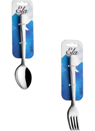 Emir Çelik Ela Model Plain Dinner Fork and Dinner Spoon Set 24 Pieces  - Image 1