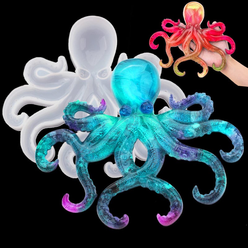 Large Octopus Resin Molds Silicone Ornament Mold for Epoxy Casting Animals Display Mould for DIY Resin Crafts Wall Hanging Home Decor Halloween Christmas Gifts