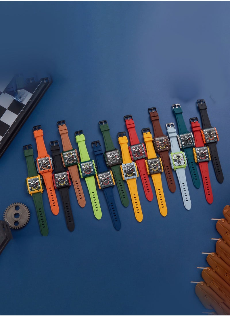 T5 - T5 Men's Chronograph Square Dial Silicone Strap Watch - Image 1