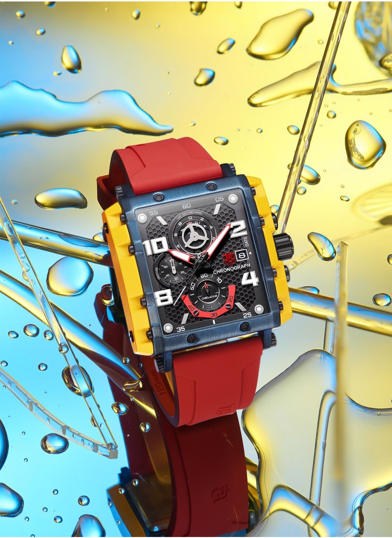 T5 - T5 Men's Chronograph Square Dial Silicone Strap Watch - Image 1