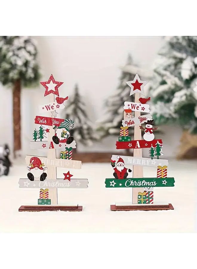 1pc Santa Claus Snowman Wooden Christmas Ornaments Festive Holiday Party Decor - Image 1