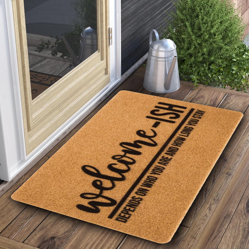 Eohak Welcome-Ish Front Door Mat - Welcome-Ish Depends Who You are Doormat Non Slip Backing Mat for Home Entry Farmhouseï¼ˆ17"x 29" ï¼‰ - Image 5