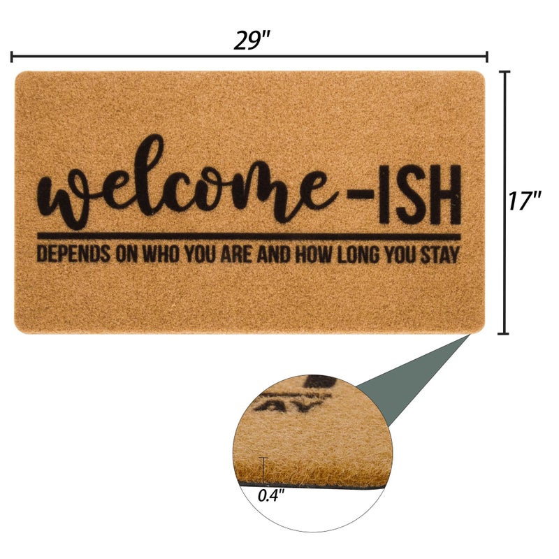 Eohak Welcome-Ish Front Door Mat - Welcome-Ish Depends Who You are Doormat Non Slip Backing Mat for Home Entry Farmhouseï¼ˆ17"x 29" ï¼‰ - Image 2