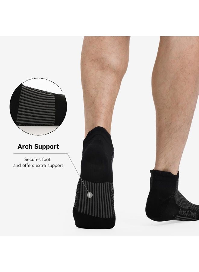 BAMBOO COOL Men's Ankle Socks Athletic Cushioned Moisture Wicking, Running Socks Arch Support Breathable, Heel Tab 8 Pack, 8 Pairs Black, M - Image 2