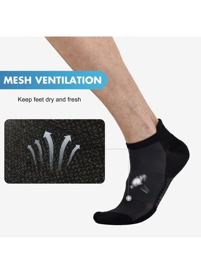 BAMBOO COOL Men's Ankle Socks Athletic Cushioned Moisture Wicking, Running Socks Arch Support Breathable, Heel Tab 8 Pack, 8 Pairs Black, M - Image 3