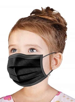 MedOne Pack Of 50 Pieces Kids Face Mask Individually Wrapped 3 Layer Disposable Face Mask For Kids Black  - Image 2
