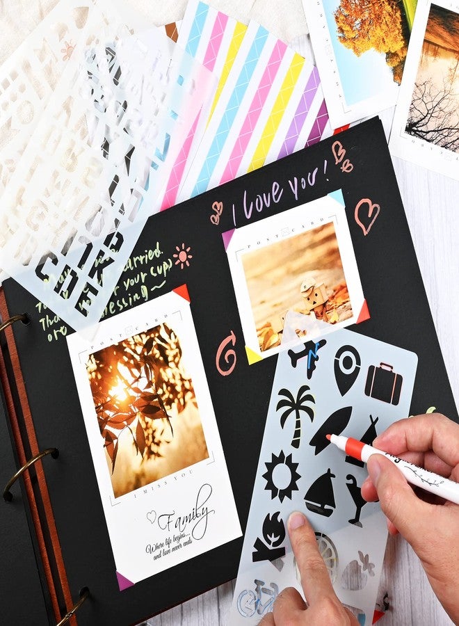 Giiffu Photo Scrapbooking-Giiffu Wooden Family Photo Memory Scrapbook Album 100 Pages, Self Adhesive DIY Scrapbook Album with Accessory, Photo Scrapbook Albums Gift for Wedding, Anniversary, Mother's Day - Image 4