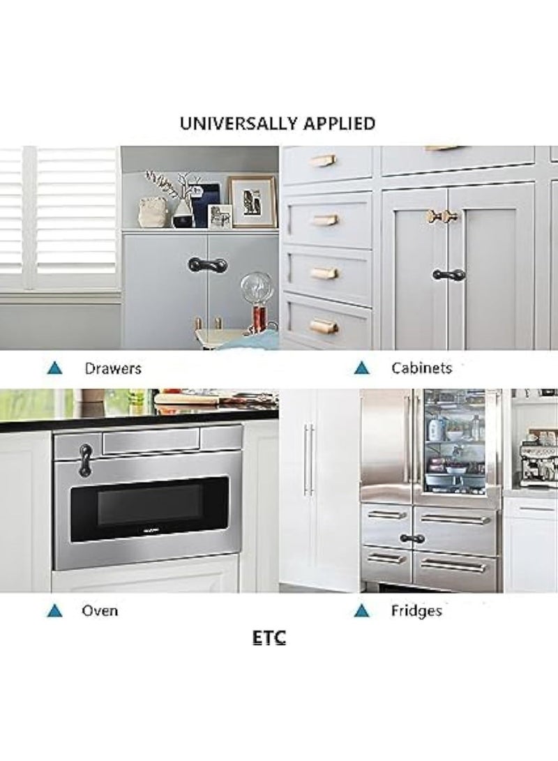 Cazadora Child Safety Cabinet Locks 10 Pack — Baby Proofing Latches for Cabinets & Drawers, Secure Toilet Seat, Fridge & Oven Locking, Easy No-Drill 3M Adhesive Installation, Extra 10 x 3M Adhesives Included, Durable Plastic Safety Latches for Toddlers & Babies, Compact Low-Profile Design, Adjustable Fit for Household Doors, Drawers & Cupboards, Portable Travel & Rental Friendly, Black color — Simple One-Hand Release for Parents, Reusable Adhesive Strips, Reliable Childproofing Solution for Kitchens, Bathrooms & Living Areas, Compliant Home Safety Choice for New Parents and Caregivers (10 Locks + 10 Adhesives) - Image 5