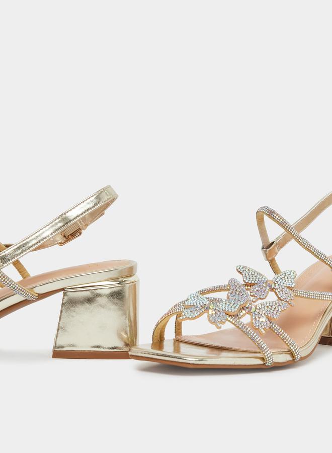 ستايلي صندل بكعب سميك ومنمق بفراشة - Image 3