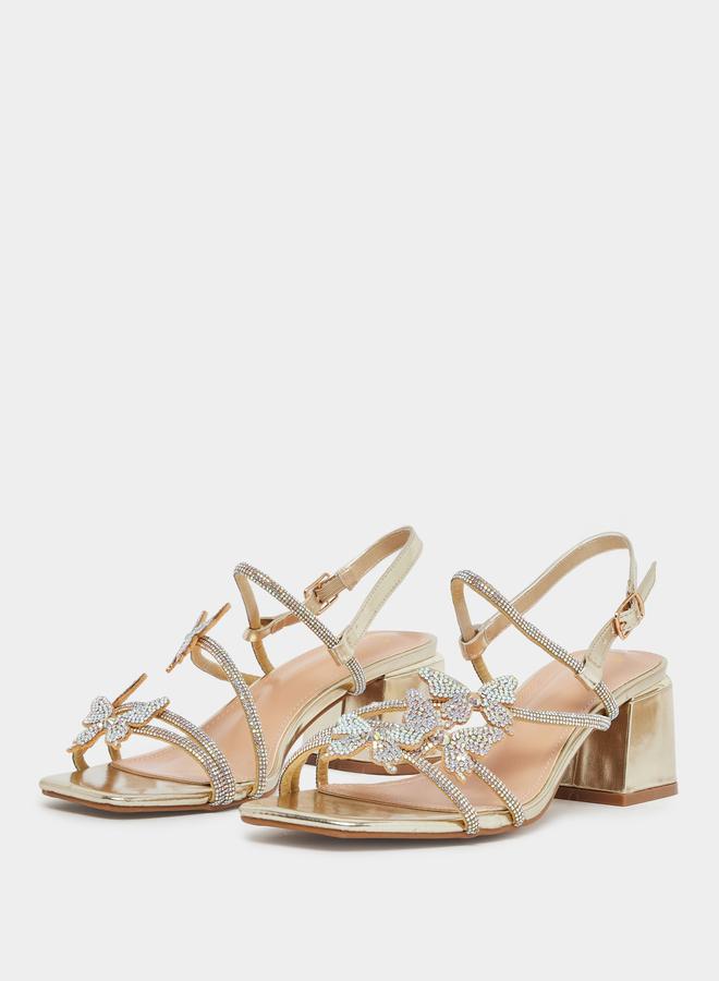 ستايلي صندل بكعب سميك ومنمق بفراشة - Image 2