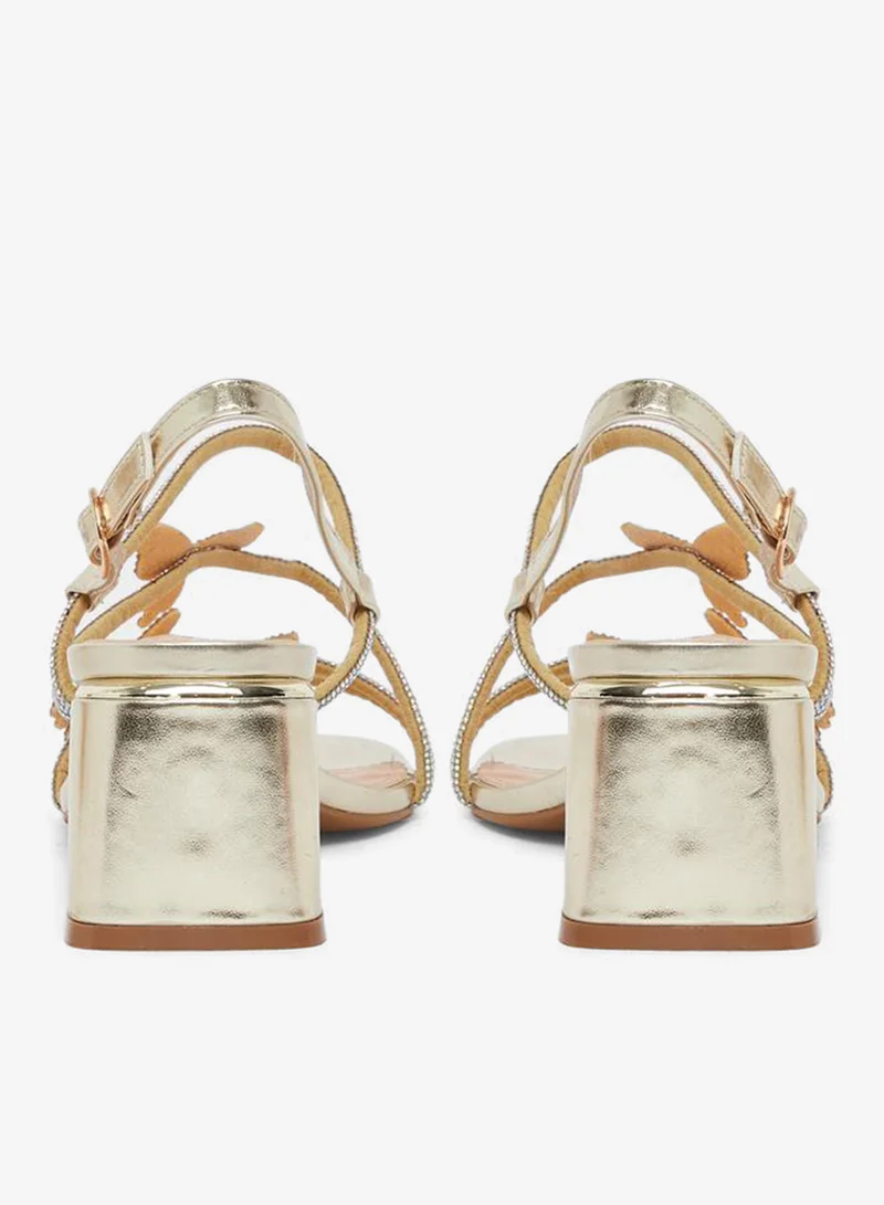 Styli Embellished Butterfly Block Heel Sandals