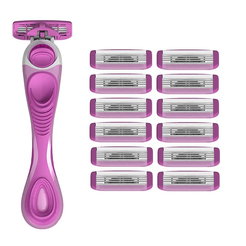 ShaveMOB 3-Blade Women's Razor Kit (Flex Head Handle + 12 Refills) - The Practical Shaving Kit - Image 1