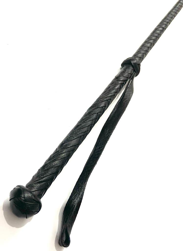 PETS TRIANGLE 40 Inch Long Genuine Leather Horse Training Stick with Leather Popper (Brown Popper) - Image 3