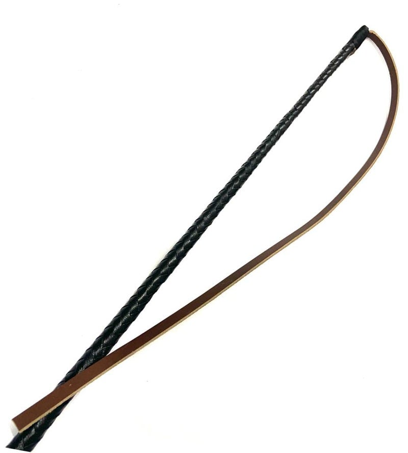 PETS TRIANGLE 40 Inch Long Genuine Leather Horse Training Stick with Leather Popper (Brown Popper) - Image 2