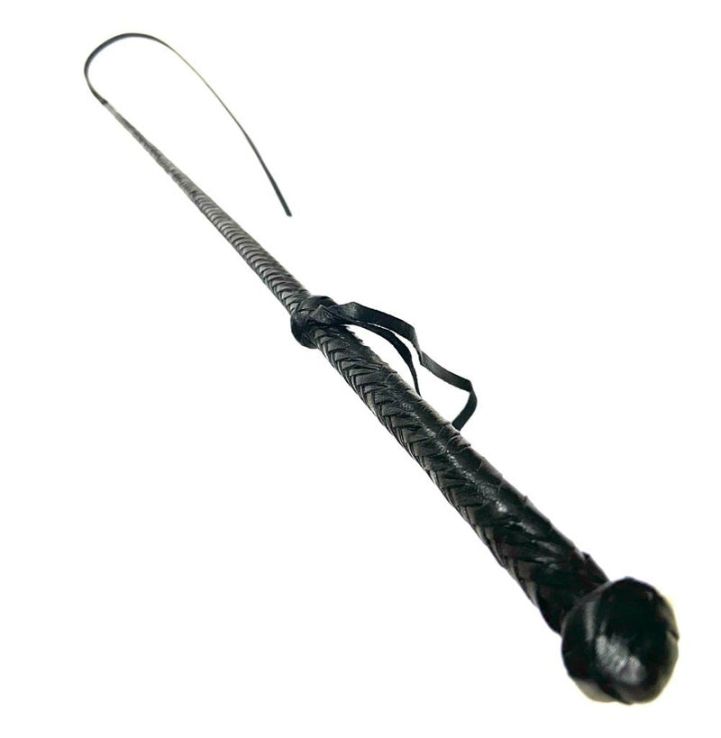 PETS TRIANGLE 40 Inch Long Genuine Leather Horse Training Stick with Leather Popper (Brown Popper) - Image 1